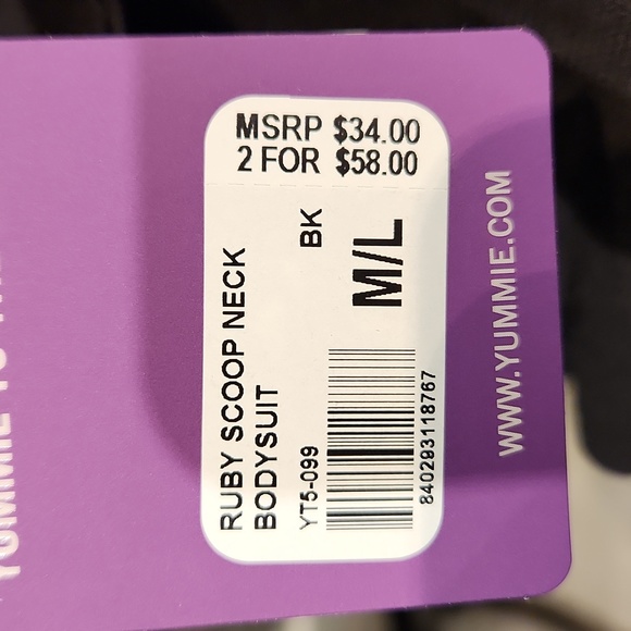 NWT Yummie by Heather Thomson Women's sz L/XL Cotton thong Bodysuit - Picture 2 of 6